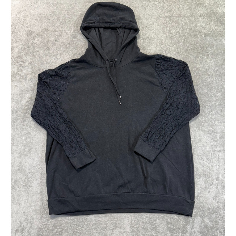 Torrid Womens Lace‎ Sleeve Black Hoodie Size 2X 18/20 Pullover